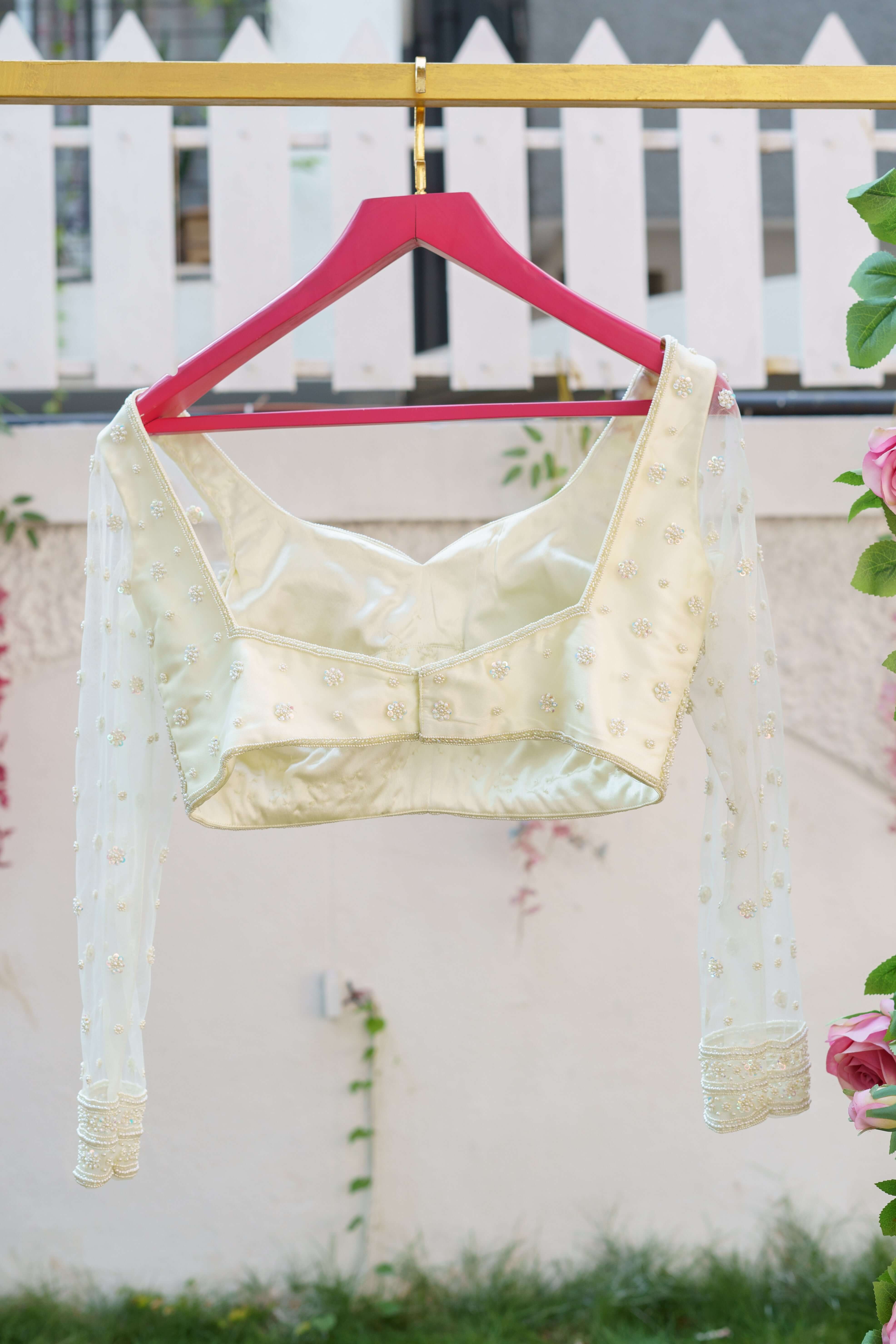 Pearl Whisper Off-White Net Blouse